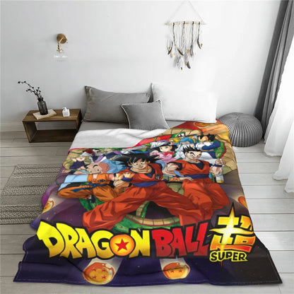 Dragon Ball Z Anime Blanket – Goku Flannel Throw for Bed & Sofa, Warm Cozy DBZ Blanket for Spring & Autumn