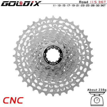 GOLDIX Ultralight CNC Road Bike Cassette — 11/12-Speed 28T-36T Sprocket for SHIMANO HG, K7 11S/12S