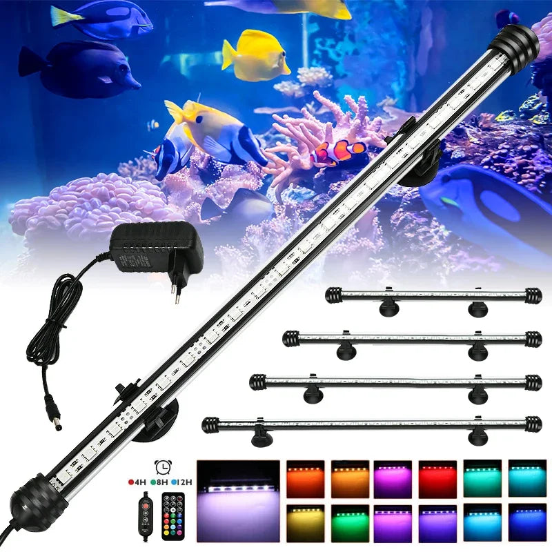21 LED Aquarium Light with Remote Control - RGB Diving Lamp for Fish Tanks & Plant Growth - EU Plug
