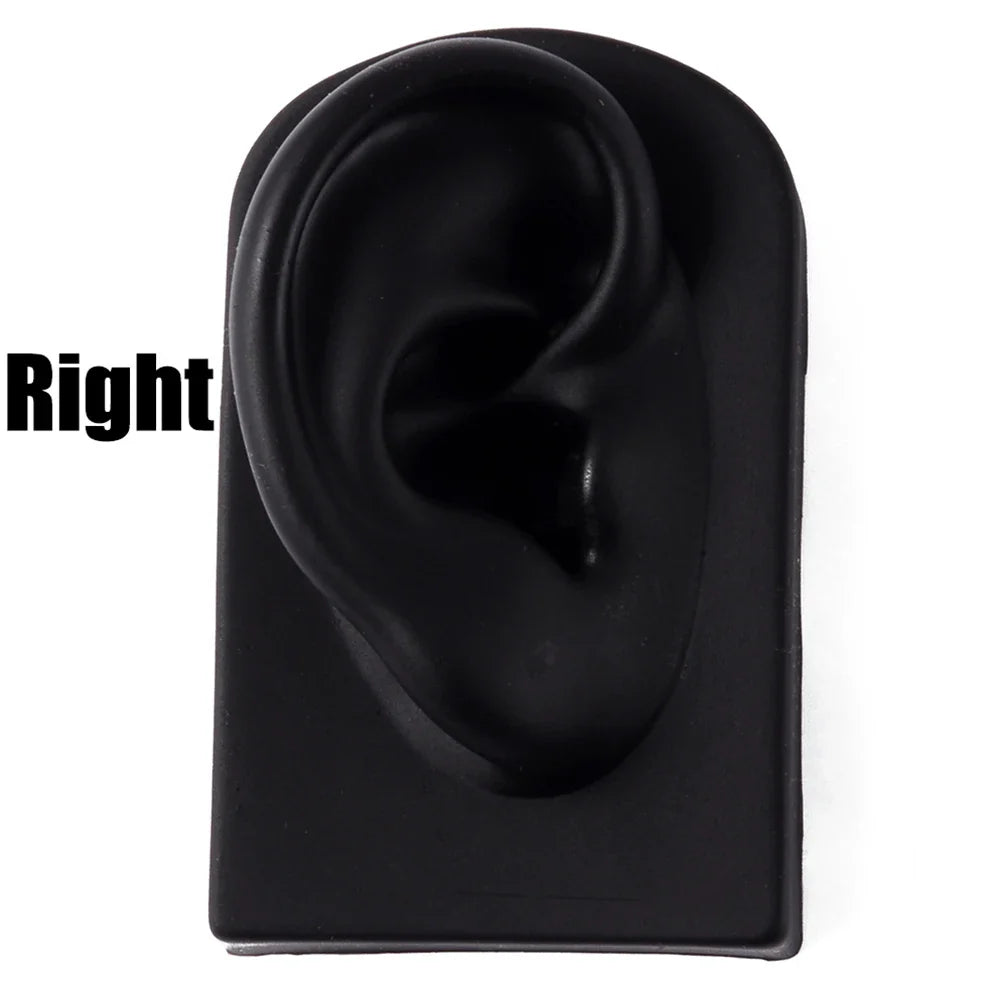 Soft Silicone Ear Nose Mouth Practice Model – Tattoo & Piercing Jewelry Display Stand with Acrylic Earring Holder Kit for Training & Showcase