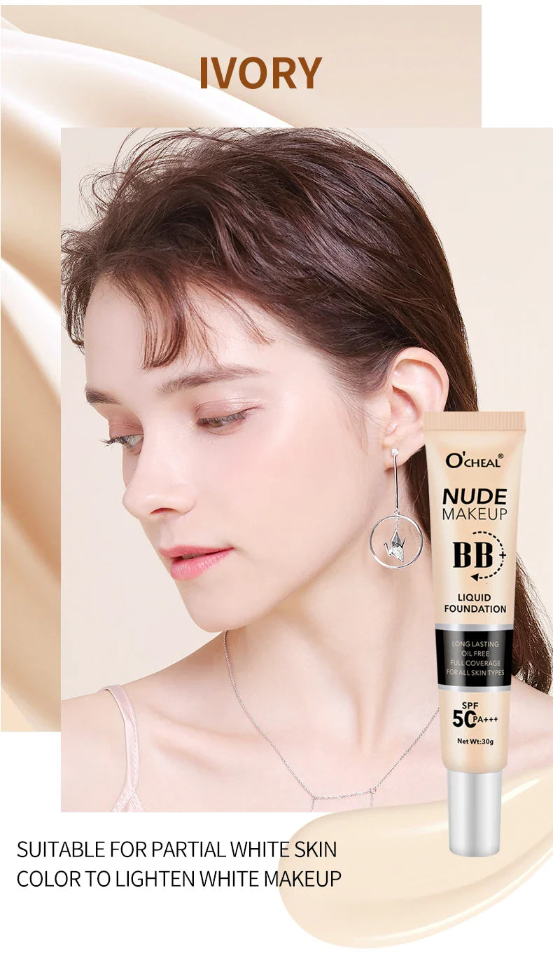 Ocheal 30g BB/CC Sunscreen Cream SPF 50/PA+++ – Anti-Aging, Long-Lasting Full Coverage Facial Foundation