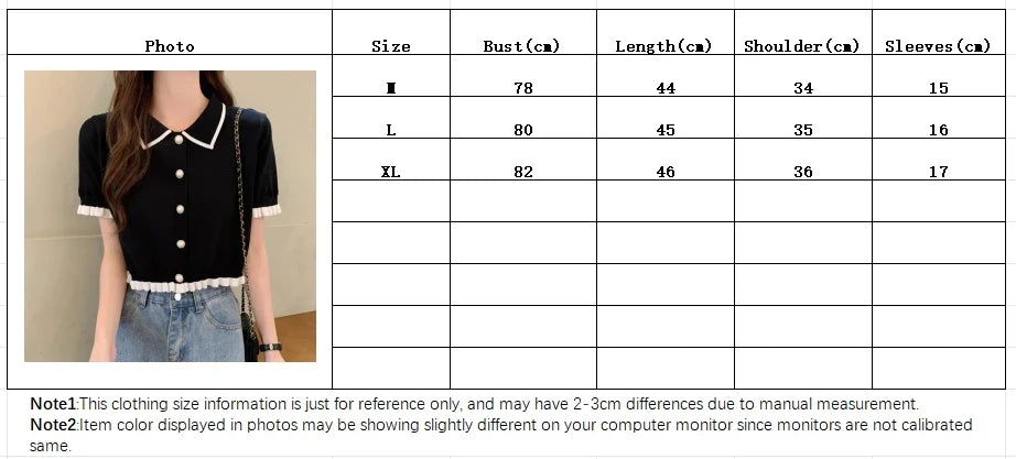 Women’s Summer Knitted Blouse — Chic Retro Slim Short Sleeve Crop Top, All-Match Style