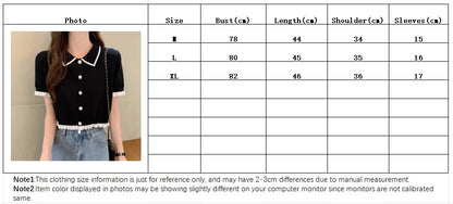 Women’s Summer Knitted Blouse — Chic Retro Slim Short Sleeve Crop Top, All-Match Style