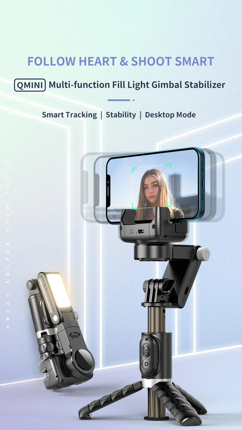 360° Rotation Gimbal Stabilizer & Selfie Stick – Tripod for iPhone & Smartphone Live Photography
