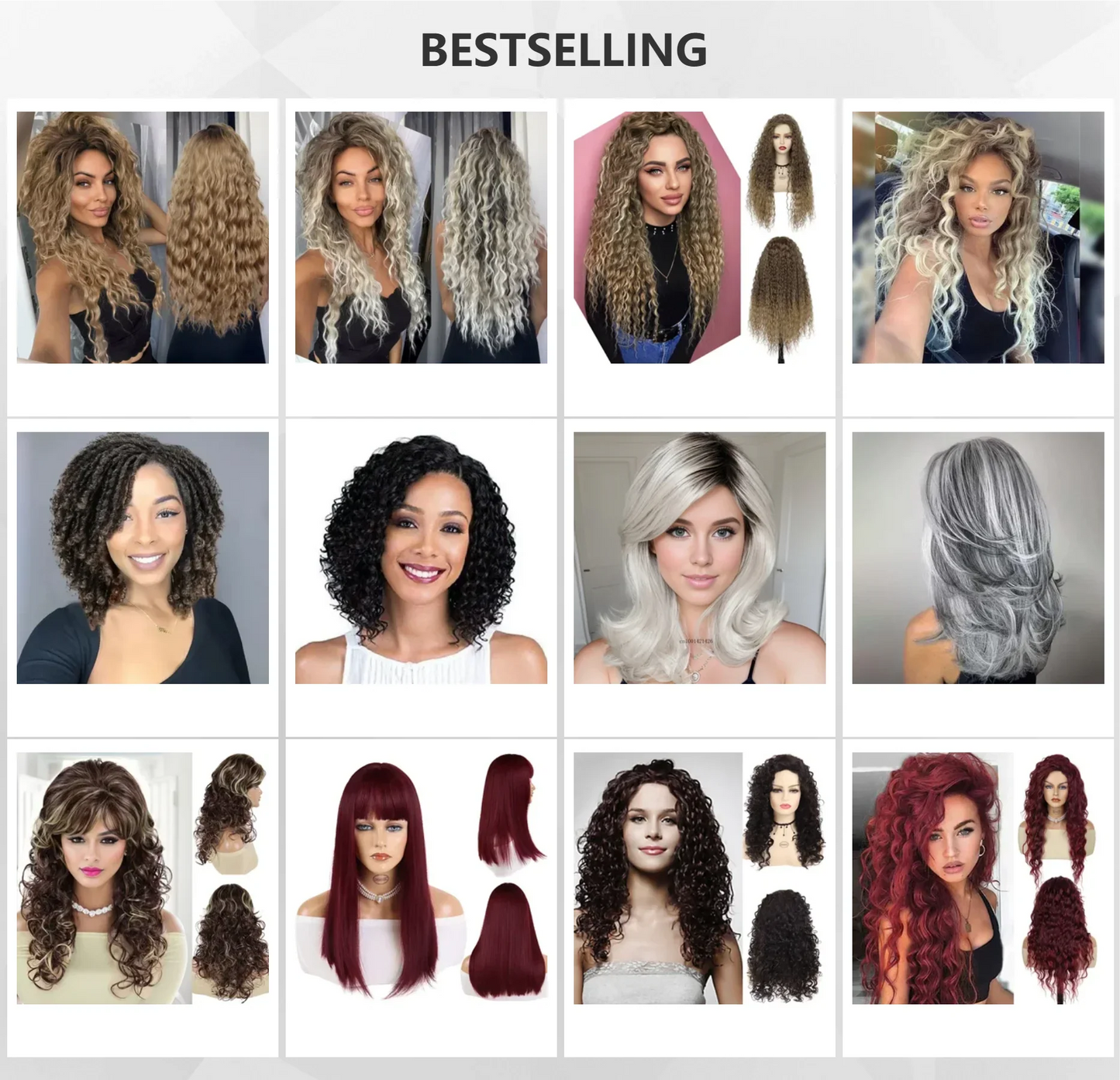 Ash Blonde Synthetic Wig – 26" Long Curly Ombre Hair, Fluffy Wave Wig for Women, Costume & Party Wig