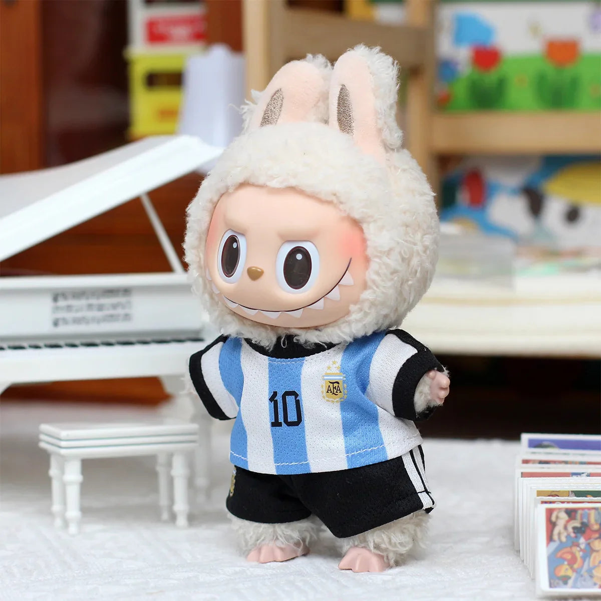 17cm Labubu Doll Clothing DIY Football Sportswear – Size 7 Vinyl Pendant Toy for Boys V1 V2 V3