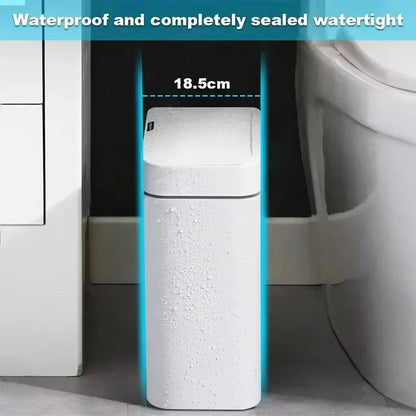 15L Smart Sensor Trash Can – Non-Contact Automatic Bagging Electronic Trash Bin for Smart Home & Bathroom, White