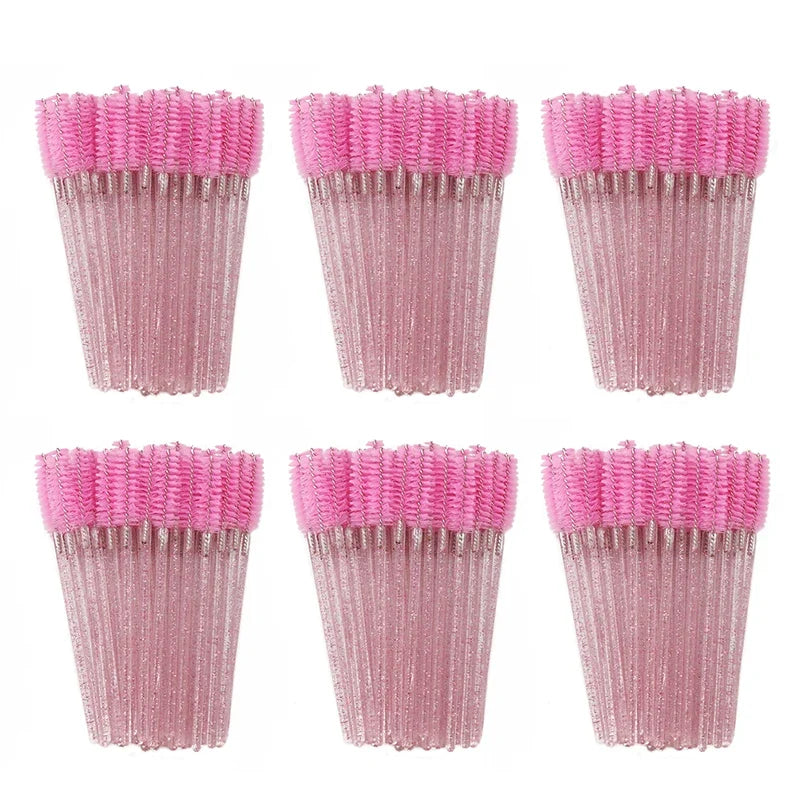 ANNAFRIS 50PCS Disposable Eyelash Brushes - Soft Crystal Lash Extension & Eyebrow Makeup Mascara Wands