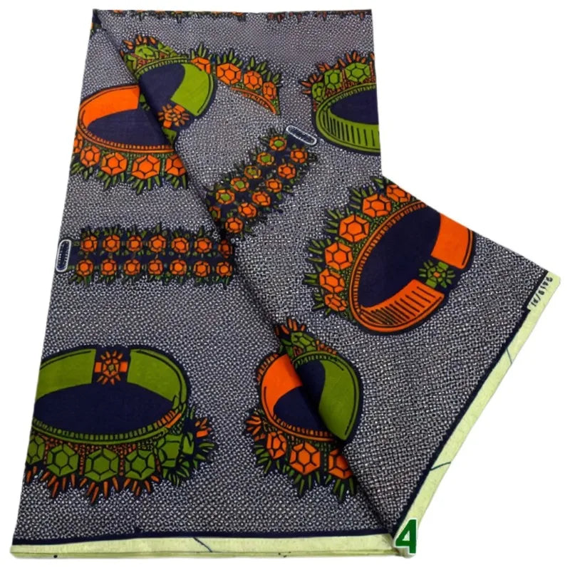 African Wax Print Fabric - High-Quality Cotton Ankara Gold Print Pagne for Wedding & Dress Sewing