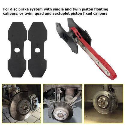 360° Swivel Ratchet Brake Caliper Press Tool with Piston Spreader & 2 Steel Plates for Disc Brake Repair