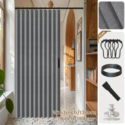 Blackout Folding Door Curtain – 1 Panel Privacy Screen for Living Room, Bedroom, Kitchen, Closet, Room Divider