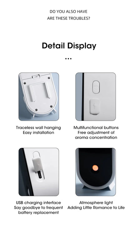 Automatic Fragrance Sprayer - USB Ambient Light, Wall-Mounted Aromatherapy Machine for Home & Commercial Use