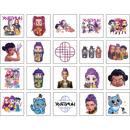 20-25pcs Rumi KPop Demon Hunters Temporary Tattoo Stickers – Cute Cartoon Waterproof Tattoos, Fun Party Gift Ideas