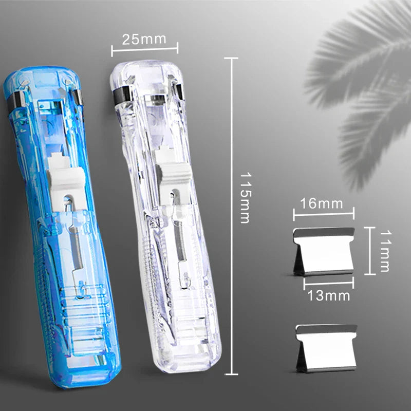 Mini Traceless Reusable Hand Clamp Stapler – Paper Binder & Book File Binding Tool for Office, School & Student Supplies