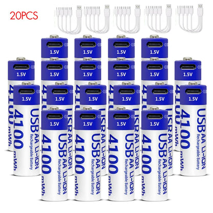 MATOV 1.5V 4100mWh AA Rechargeable Battery – USB Type-C Li-ion Battery for Remote Control, Smart Door Locks & Toys