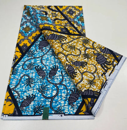 African Real Print Ankara Wax Fabric - Soft 100% Cotton Pagne 6 Yards