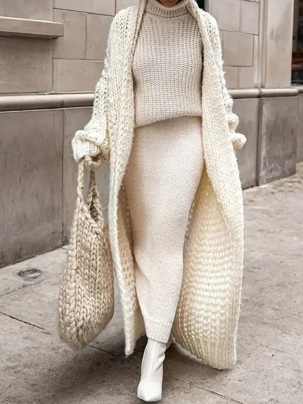 Loose Knitted Cardigan for Women 2025 – Autumn & Winter Streetwear, Spring Elegant Long Outerwear, Maxi Y2K Sweater Long Coat, Soft Jackets
