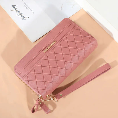 Long Women’s PU Leather Wallet – Double Zipper Tassel Clutch with Coin Purse & Card Holder