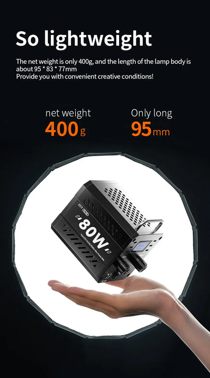 80W Dual Color Temperature COB Photography Light - Professional LED Video Light, Portable Handheld Fill Light with Mini Bowens