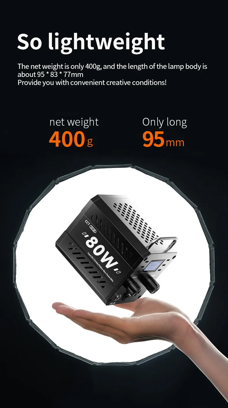 80W Dual Color Temperature COB Photography Light - Professional LED Video Light, Portable Handheld Fill Light with Mini Bowens