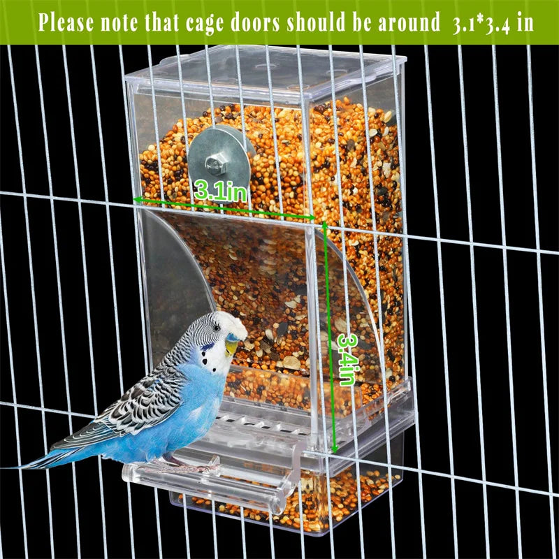 No-Mess Automatic Bird Feeder – Acrylic Parrot Seed & Water Dispenser for Small & Medium Parakeets Cage Accessories