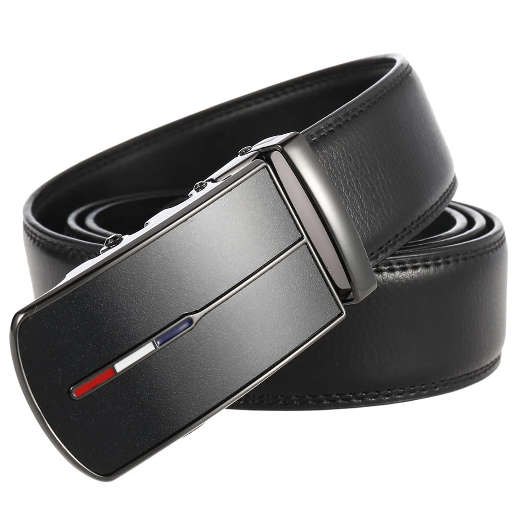 Men’s Cowskin Leather Belt – Luxury Automatic Buckle Designer Style in Black or Brown (3.5cm)