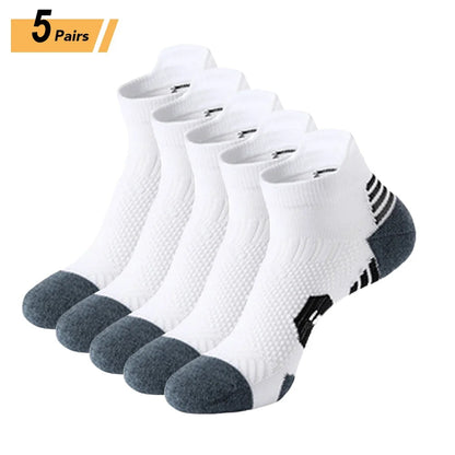 3 Pairs Professional Sports Socks – Non-Slip Towel Bottom Running Socks for Men & Women, Breathable Quick-Dry Basketball Training Ankle Sox