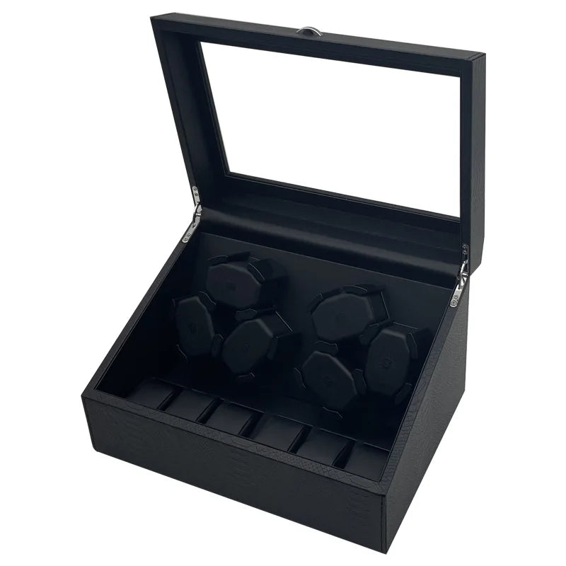 Watch Winder Box – Quiet Motor, USB LED, PU Leather, Variable Speed for Automatic Watches