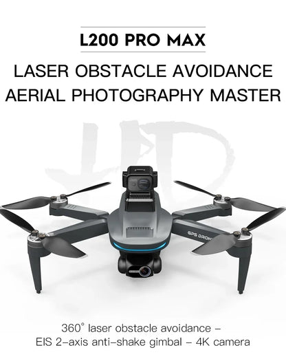 L200 PRO MAX Drone – GPS, Brushless Motor, 4K HD Camera, 2-Axis Gimbal, 360° Obstacle Avoidance FPV RC Quadcopter