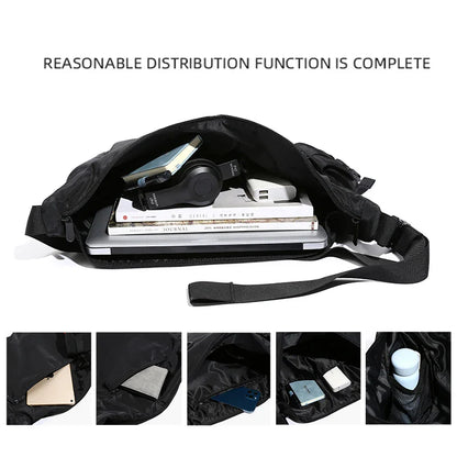 MOYYI INS Korean Style Waterproof Nylon Messenger Bag – Large Unisex Travel & Laptop Crossbody Shoulder Bag