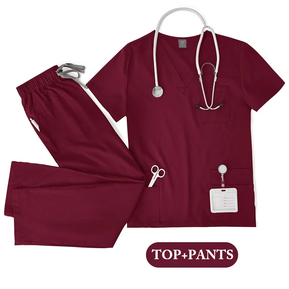 Unisex Medical Scrub Set - Nursing, Dental, Lab & Clinical Workwear Top and Pants