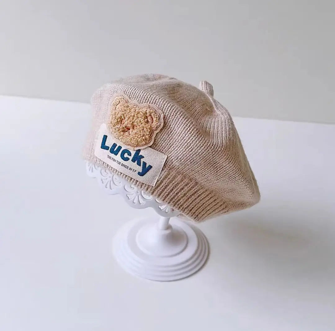 Flower Baby Beret Hat – Winter Warm Knitted Beanie for Infant & Toddler Girls, Korean Princess Artist Painter Cap Solid Color