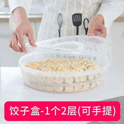 Handheld Dumpling Storage Box - Transparent Food Preservation Tray for Refrigerator & Freezer