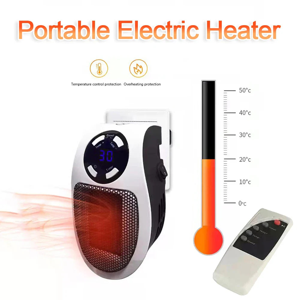 Winter Bliss: Portable Wall Plug-in Heater - 500W of Cozy Radiance with Remote Control Magic!