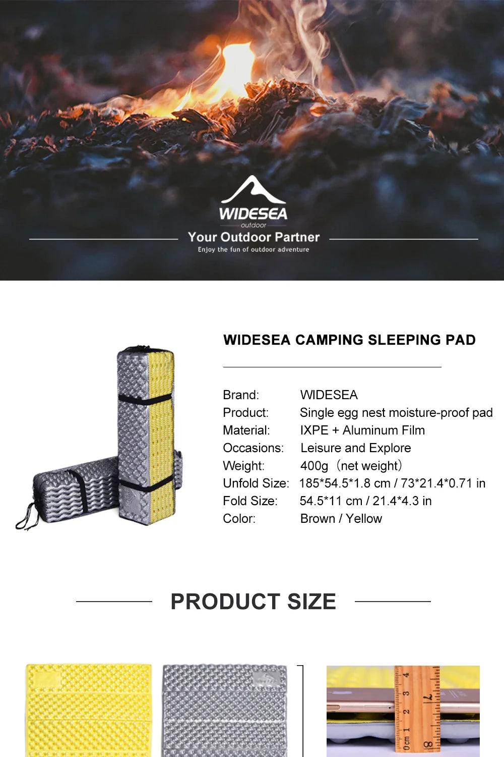 Widesea Portable Camping Sleeping Mat – Waterproof Foam Pad for Travel, Picnic, Trekking & Outdoor Use
