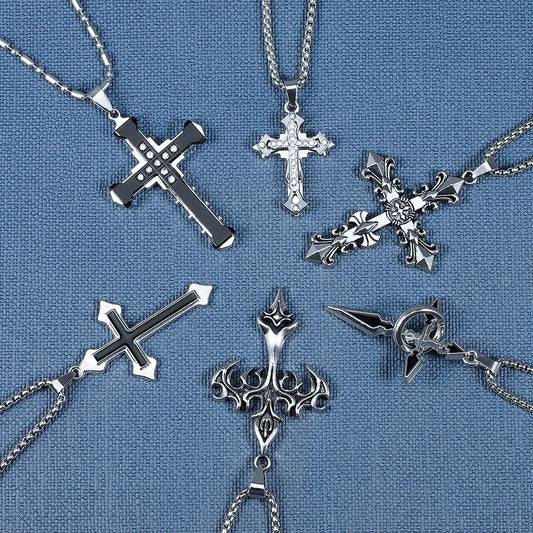 High-Quality Titanium Steel Cross Necklace – Non-Fading Hip-Hop Pendant Chain for Men & Women, Trendy Fashion Gift Jewelry