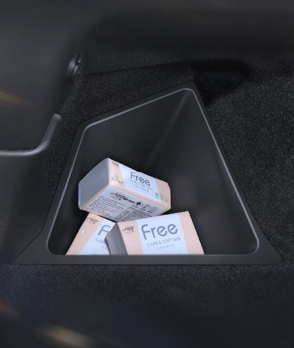 YZ Car Trunk Side Storage Box – Left & Right Organizer for Tesla Model Y Juniper 2021-2025 with Flocking Mat Cover