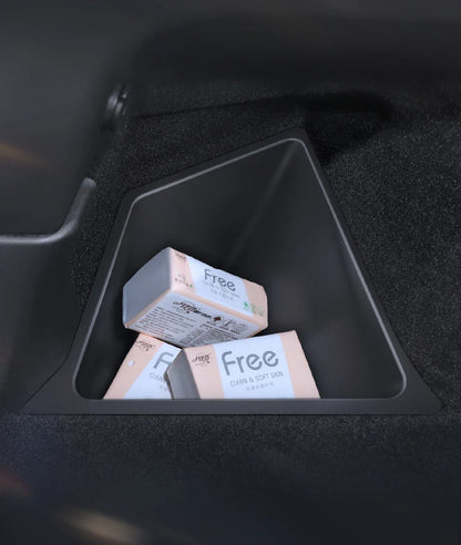 YZ Car Trunk Side Storage Box – Left & Right Organizer for Tesla Model Y Juniper 2021-2025 with Flocking Mat Cover