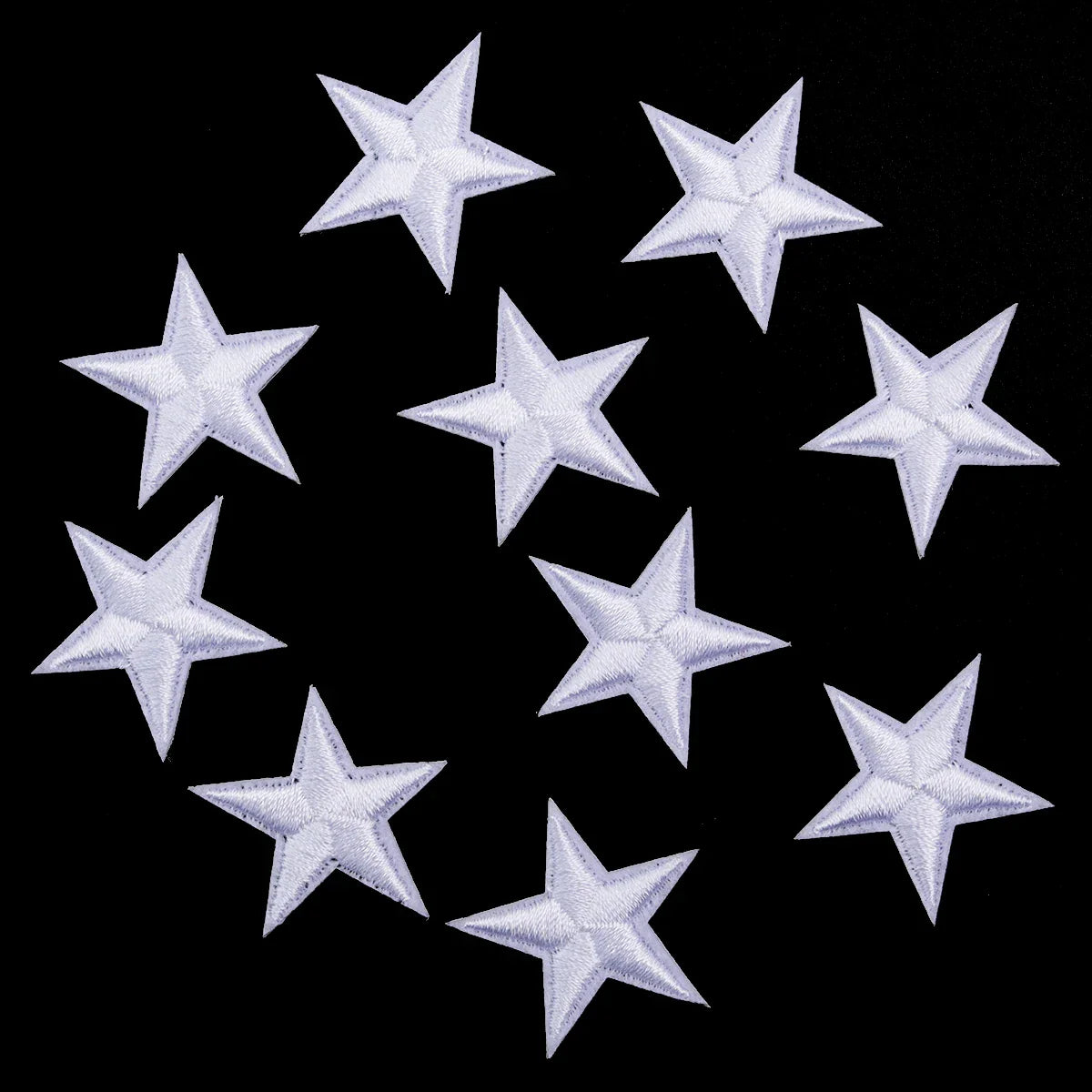 10pcs Mini Star Iron-On Embroidery Patches – Small Pentagram Appliques for DIY Clothing, Black White Gold Fashion Decoration