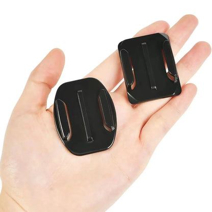 Helmet Adhesive Mount Kit for GoPro, Insta360, DJI – Flat & Curved Mounts with Adjustable Pivot Arm