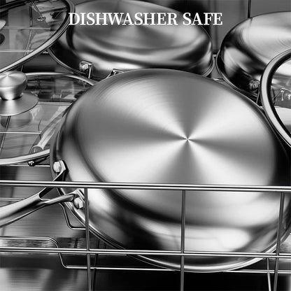 Nonstick Stainless Steel Frying Pan - 20/24/28cm PFOA-Free Hybrid Skillet, Dishwasher Safe for Everyday Cooking