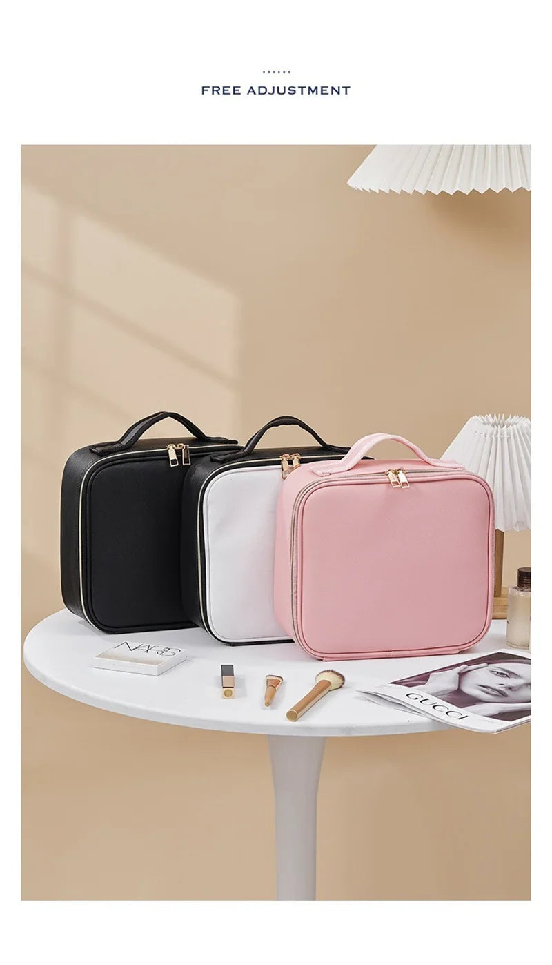 LED Cosmetic Case with Lights & Mirror – Large Capacity Luxury Makeup Bag with Premium Feel