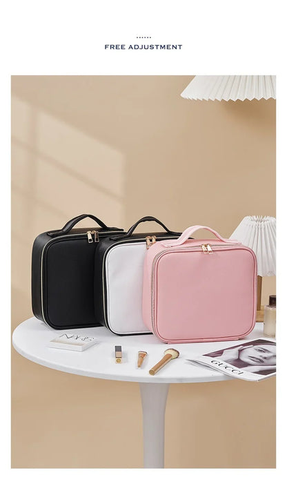 LED Cosmetic Case with Lights & Mirror – Large Capacity Luxury Makeup Bag with Premium Feel