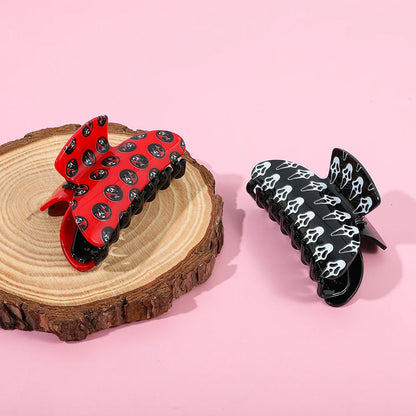 Skull Pattern Hair Claw | Red & Black Multi-Functional Hair Accessory