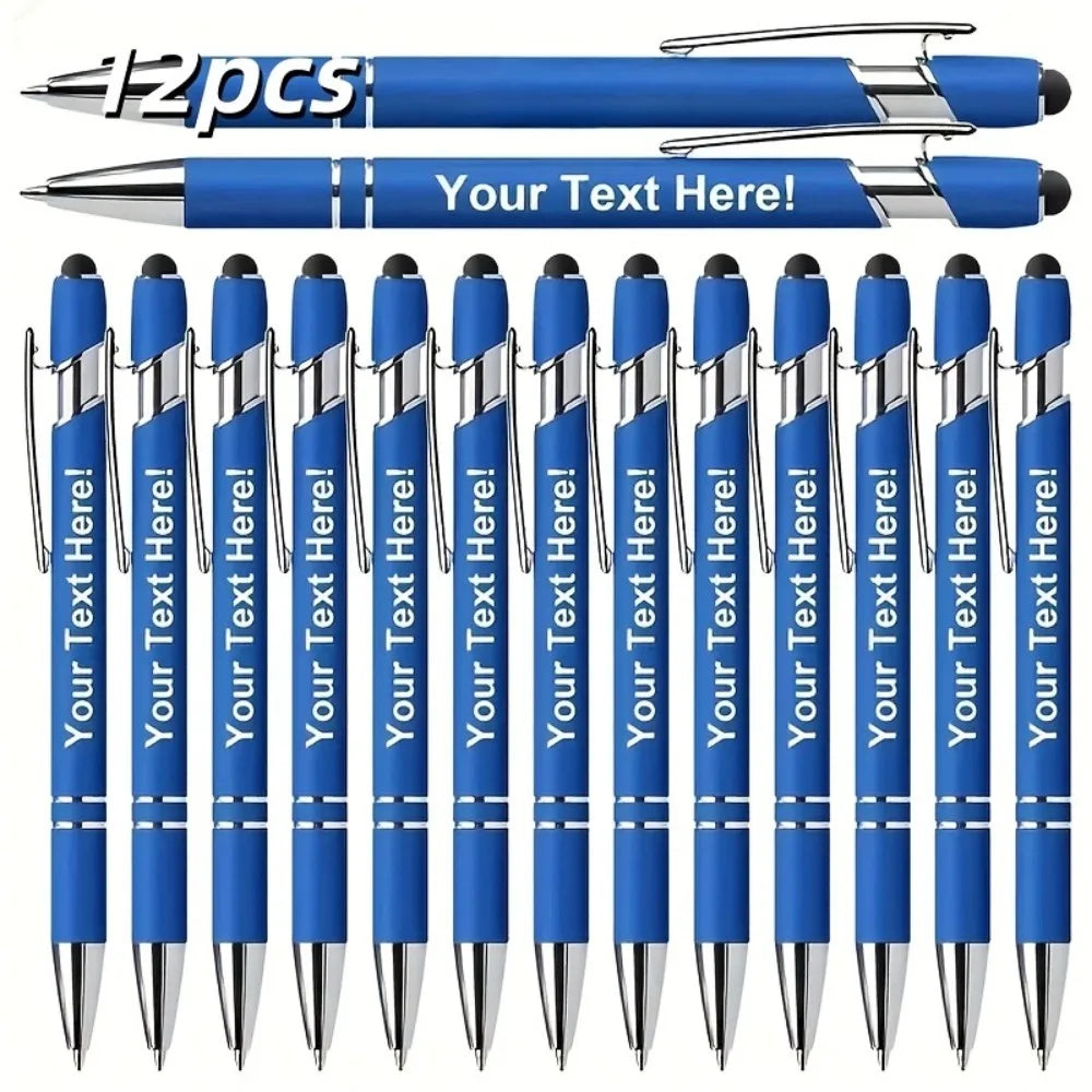 Engraved Metal Ballpoint Pens - 12-Pack Personalized Business, Anniversary & Graduation Gift Pens