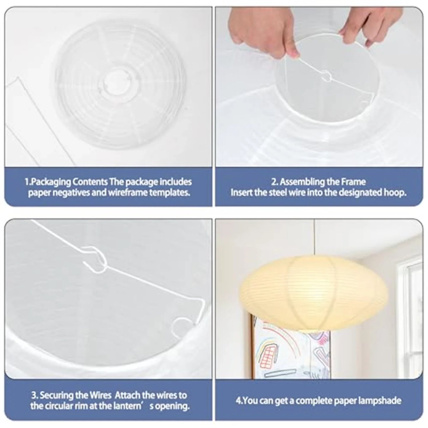2PCS White Oval Paper Lantern Lampshades - Foldable Hanging Ceiling Light Decor for Home