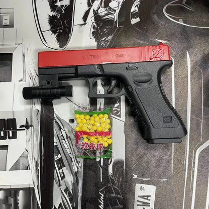 Manual G17 Soft Bullet Toy Gun – Air-Powered Glock Style with Laser & Magazine for Kids CS Games & Outdoor Play