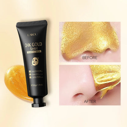 LAIKOU 24K Gold Sakura Peel-Off Face Mask – Anti-Wrinkle, Whitening & Blackhead Removal Skincare