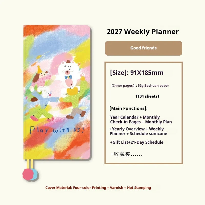 Kinbor 2027 A5/A6 Planner Notebook - Full-Year Daily Journal & Monthly Agenda for Time Management