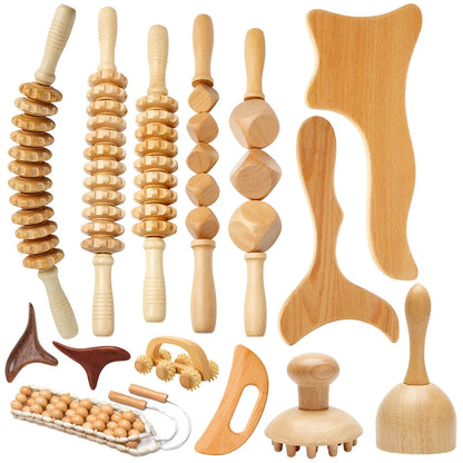Wooden Lymphatic Drainage & Anti-Cellulite Massage Tools – Gua Sha for Body Shaping & Sore Muscle Relief